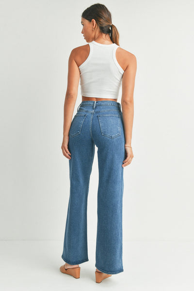 The Palazzo Jean- Medium Denim Just Black Denim-K. Ellis Boutique