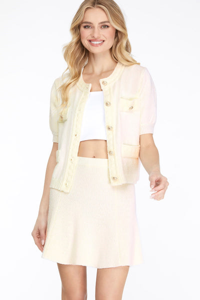 Gold Button Sweater Cardigan - Off White-K. Ellis Boutique