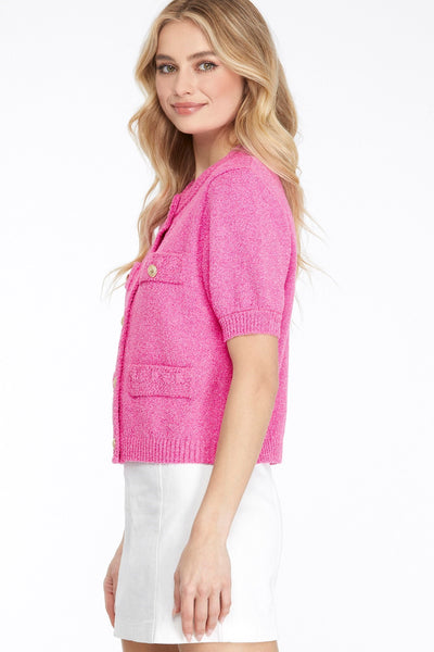 Gold Button Sweater Cardigan - Pink-K. Ellis Boutique