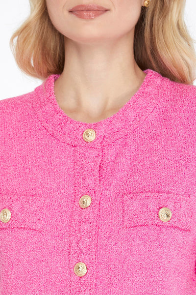 Gold Button Sweater Cardigan - Pink-K. Ellis Boutique