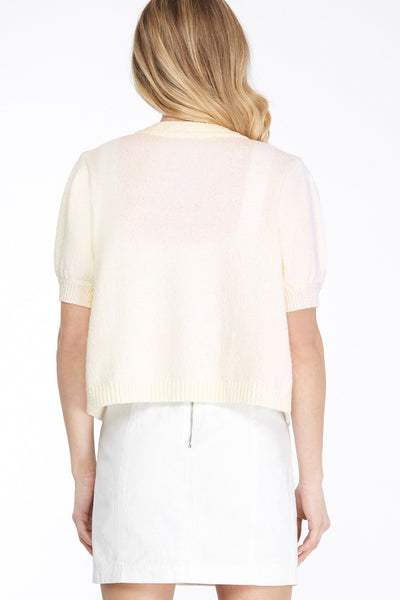 Gold Button Sweater Cardigan - Off White-K. Ellis Boutique