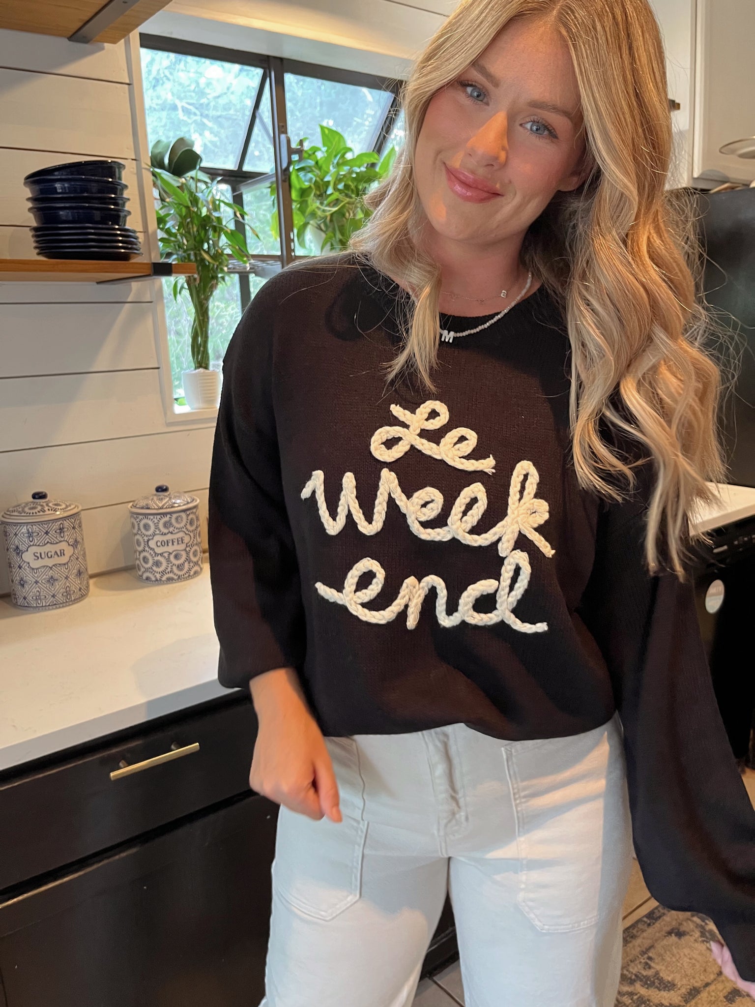 Le Weekend Embroidered Oversized Sweater-K. Ellis Boutique