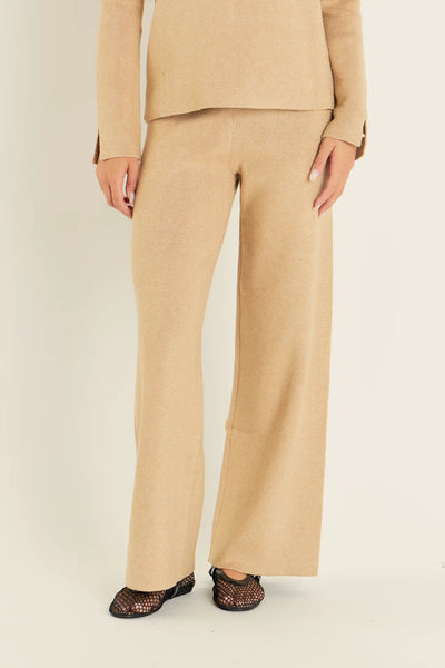 Knit Wide Pants-English Factory- Camel-K. Ellis Boutique