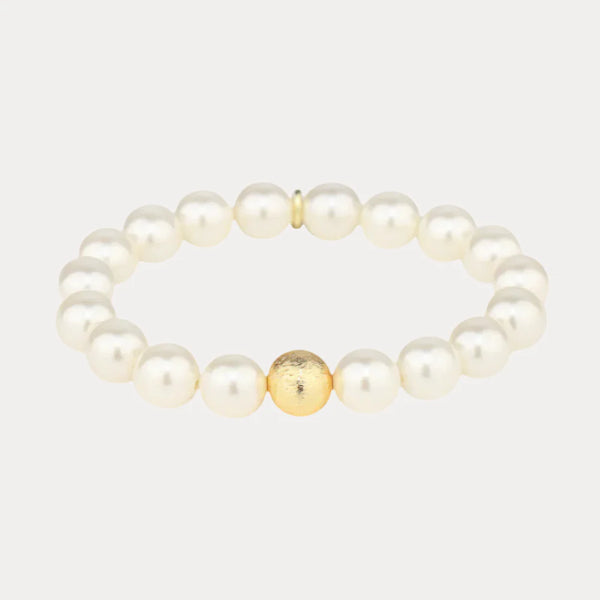 White Pearl Mala Beaded Bracelet-K. Ellis Boutique