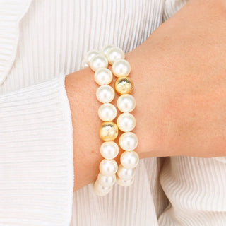 White Pearl Mala Beaded Bracelet-Bracelet-K. Ellis Boutique