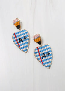 A+ School Beaded Earring- Blue-K. Ellis Boutique