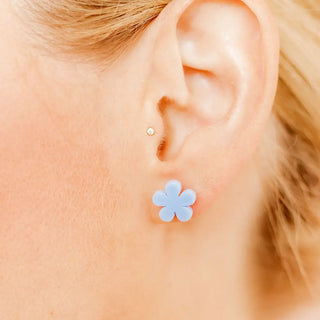 Jenna Flower Earrings - Cornflower Blue-Earrings-K. Ellis Boutique
