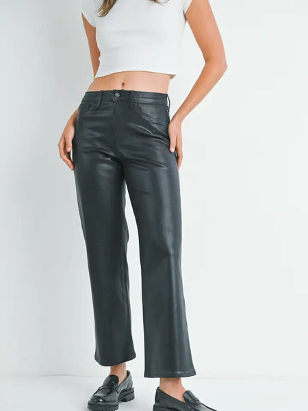 The Coated Straight leg- Just Black Denim-K. Ellis Boutique