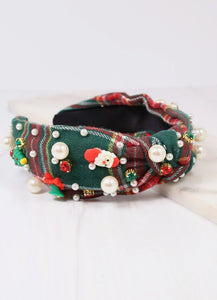 Christmas Plaid Charms Headband-Green-K. Ellis Boutique