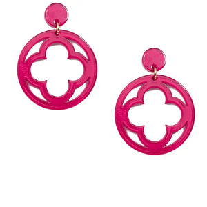 Open Clover Drop Earring - Hot Pink-K. Ellis Boutique