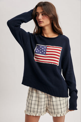 American Flag Sweater- Navy-K. Ellis Boutique