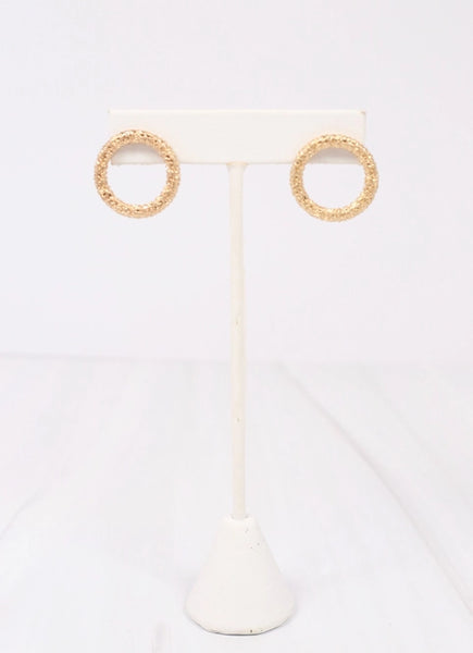 Apollo Textured Circle Earrings - Matte Gold-K. Ellis Boutique