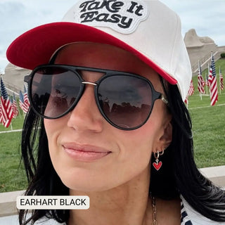 Earhart - Women’S Aviator Sunglasses–Polarized Everyday Chic- Black-Other Accessories-K. Ellis Boutique