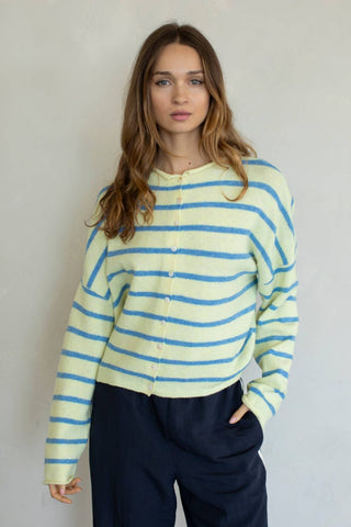 Cabana Striped Cardigan- LIGHT YELLOW-Cardigans-K. Ellis Boutique