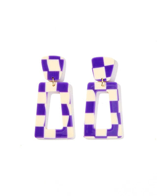 Kennedy Earrings- Purple Checkered-Earrings-K. Ellis Boutique