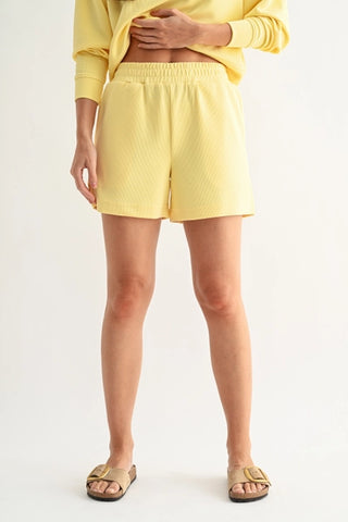 Luxe Ribbed Shorts- Lemon-K. Ellis Boutique