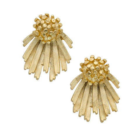 Susan Shaw- Gold Cluster Fan Studs-K. Ellis Boutique