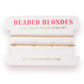 Beaded Blondes Olive + 3mm Stack - Gold-Bracelet-K. Ellis Boutique