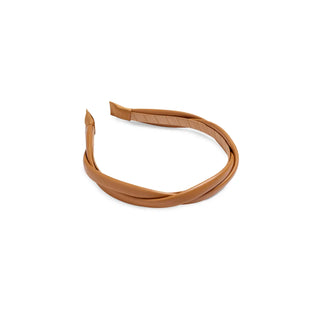 Faux Leather Twist Headband- Brown-K. Ellis Boutique