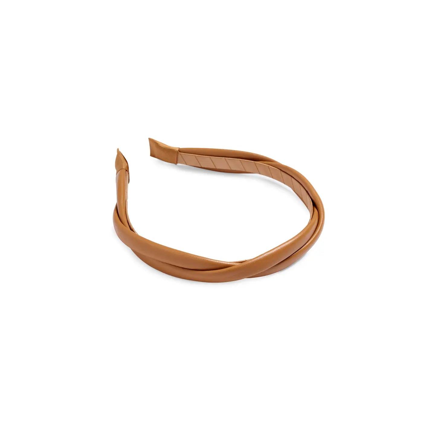 Faux Leather Twist Headband- Brown-K. Ellis Boutique