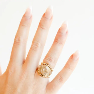 Beaded Blondes Ella Beaded Band Ring -Gold-Ring-K. Ellis Boutique