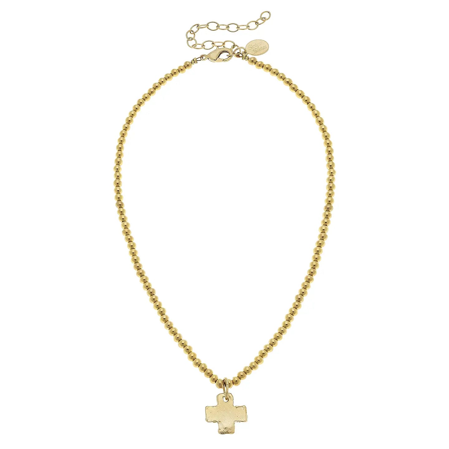 Susan Shaw- Gold Cross on Beaded Necklace-K. Ellis Boutique