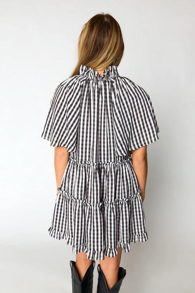 BUddyLove Lakin Swing Mini Dress - Black Check-K. Ellis Boutique