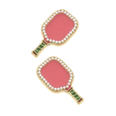 Ellie Pickleball Paddle Stud Earrings - Pink-K. Ellis Boutique