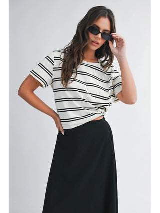 A Must Have Stripe Tee- Black & White-Basic Tee/Tank-K. Ellis Boutique