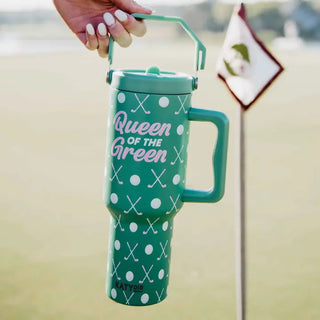 Queen of the Green Golf Tumbler with Handle-gifts-K. Ellis Boutique