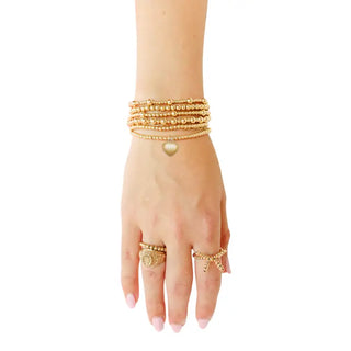 Beaded Blondes Heart Locket Charm Bracelet- Gold-Bracelet-K. Ellis Boutique