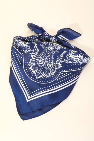 Light Paisley Design Square Bandana Scarf: NV-K. Ellis Boutique