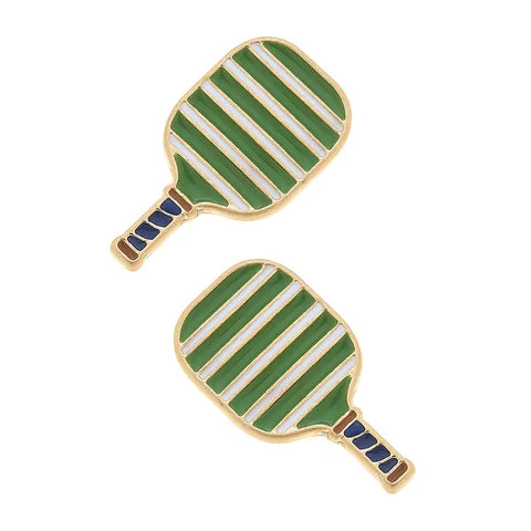 Ellie Pickleball Paddle Stud Earrings - Green-K. Ellis Boutique