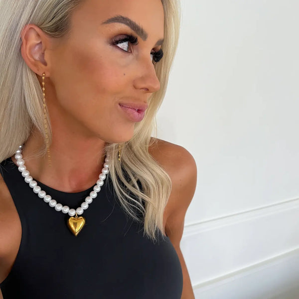 Pearl Heart Necklace-K. Ellis Boutique