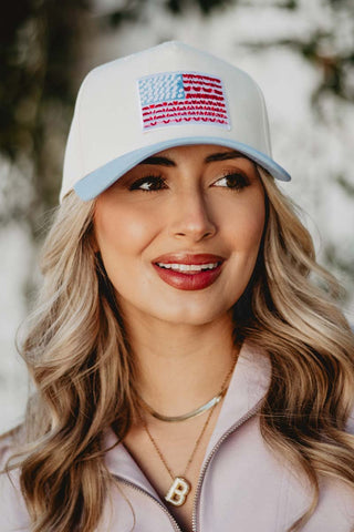 American Flag Two-Toned Fitted Hat-Hats-K. Ellis Boutique