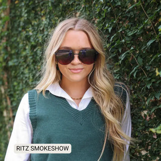 Ritz - Unisex Polarized Large Hair Friendly Aviator- Smokeshow-Other Accessories-K. Ellis Boutique