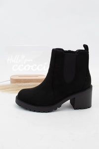 Round Toe Chelsea Bootie with Block Heel- Walnut-K. Ellis Boutique