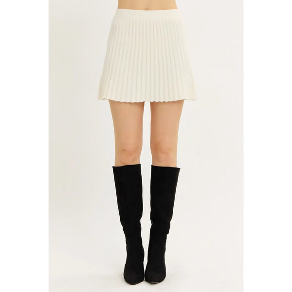 Flirty Essential Sweater Mini Skirt- Ivory-K. Ellis Boutique