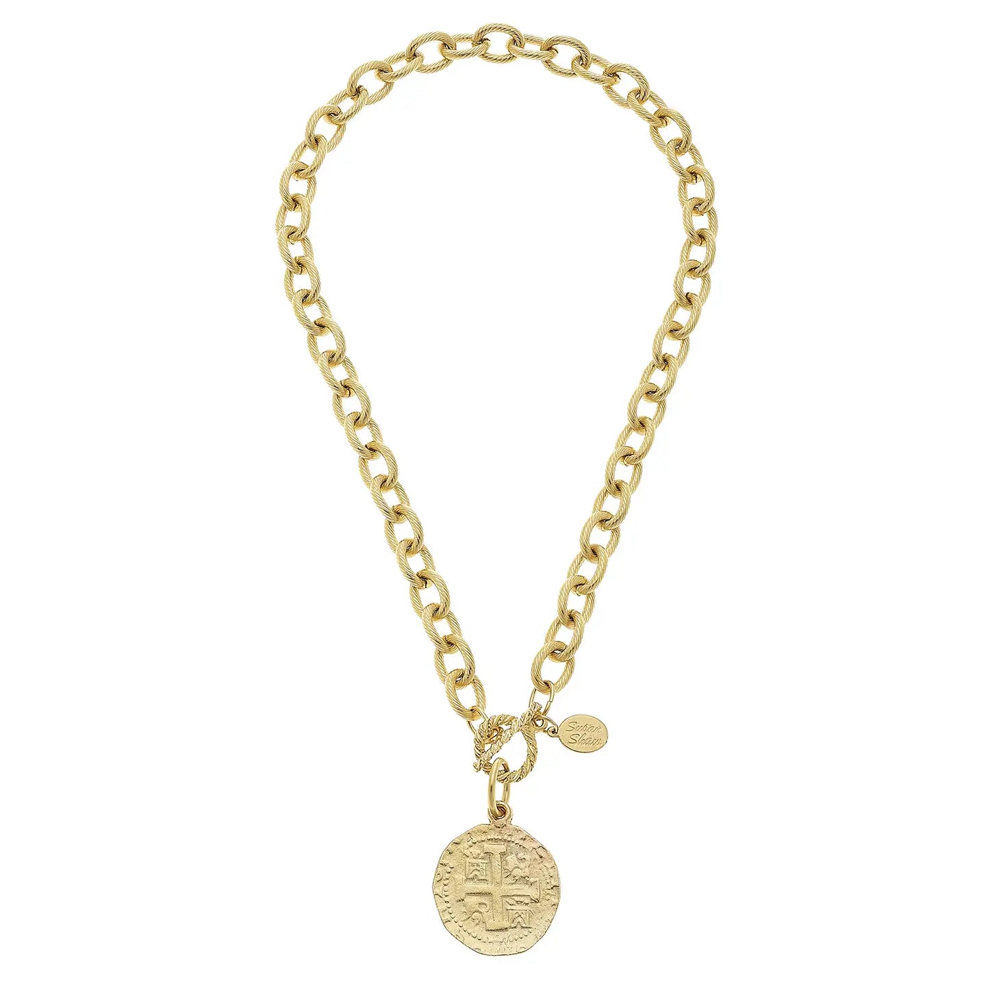 Susan Shaw- Gold Coin Toggle Necklace-K. Ellis Boutique