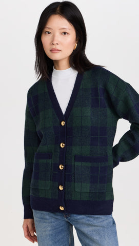 Check Cardigan- Green Multi- English Factory-K. Ellis Boutique