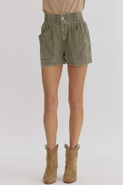 High Waisted Shorts - Army Green-K. Ellis Boutique