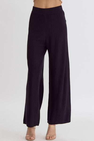 Solid Knit Pant Set- Black-K. Ellis Boutique