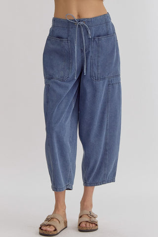 Mid Rise Utility Pants- Light Blue-K. Ellis Boutique