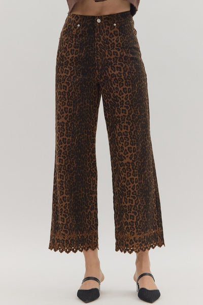 Embroidered Hem Denim- Leopard-K. Ellis Boutique
