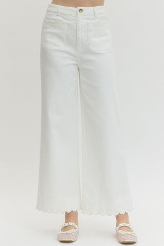 Brooke Scallop Hem Pants- Off White-Other Denim-K. Ellis Boutique