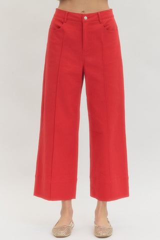Wide Leg Pintuck Pants- Red-Other Denim-K. Ellis Boutique
