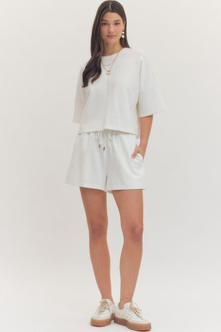 Lizzy Knit Short Set - White-Set-K. Ellis Boutique