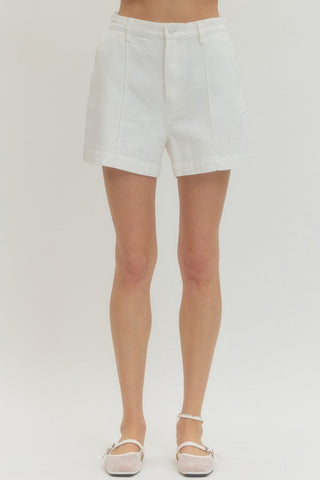 Woven Pintuck Shorts- White-Shorts & SKirts-K. Ellis Boutique