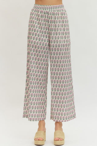 Botanical Print Tank and Pant Set- Ecru-K. Ellis Boutique