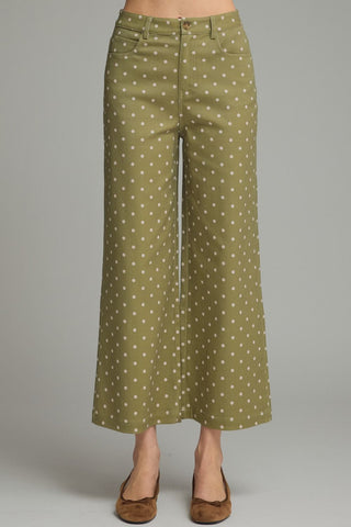 Olive Dot Wide Leg Pants-Other Denim-K. Ellis Boutique